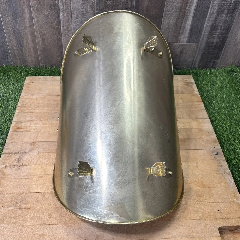 Vintage Brass Fireplace Log Holder Carrier Scuttle Decorative Hearth Bin